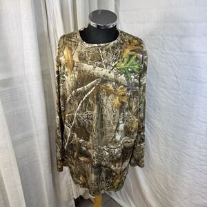 Realtree Mens Edge Camo Brown Scent Control L/S Pocket T-Shirt 2XL Outdoor Sport